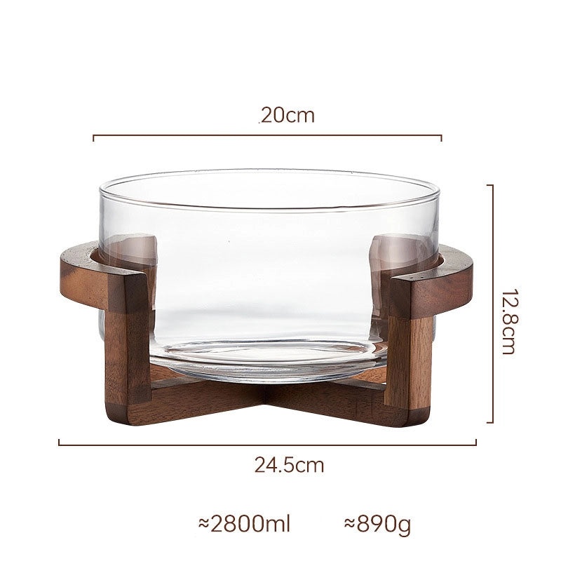 Wooden Glass Fruit Plate with Single Fruit Fork | Kitchen & Dining Accessories