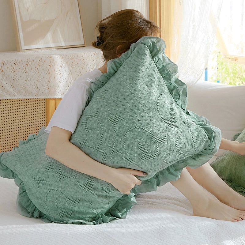 European Style Pure Cotton Waffle Lace Large Pillowcase Envelope Design Non-slip Non-shedding|Home Textiles Bedding