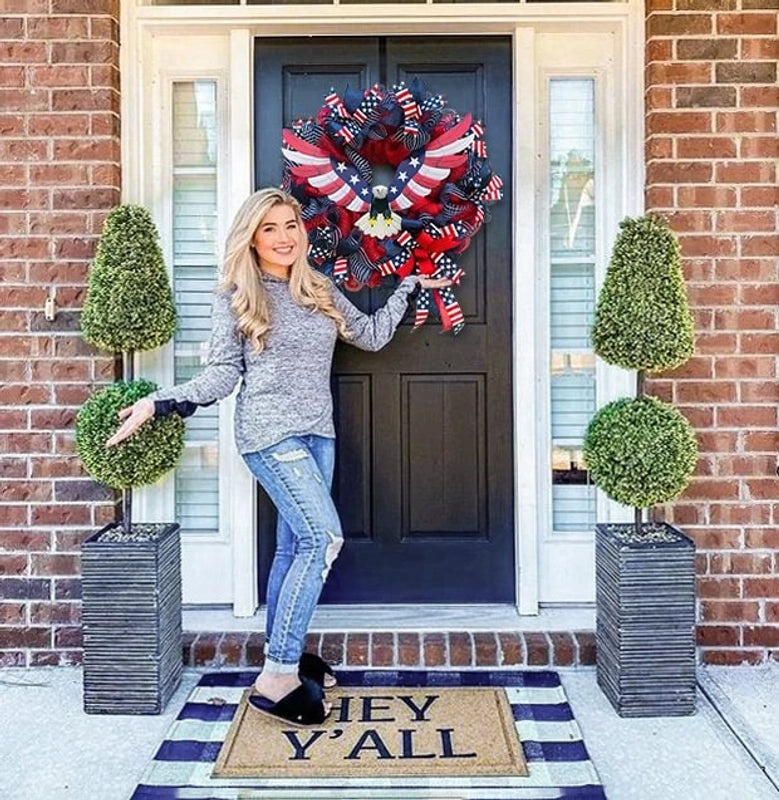 American Eagle Wreath Home Decor Door Hanging Patriotic US Flag Pendant for Independence Day|Home Décor & Seasonal Decorations
