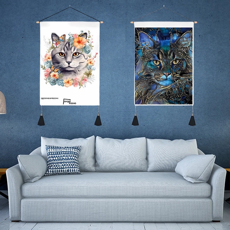 Minimalist Color Block Cotton Linen Wall Hanging Art | Home Decor Wall Art