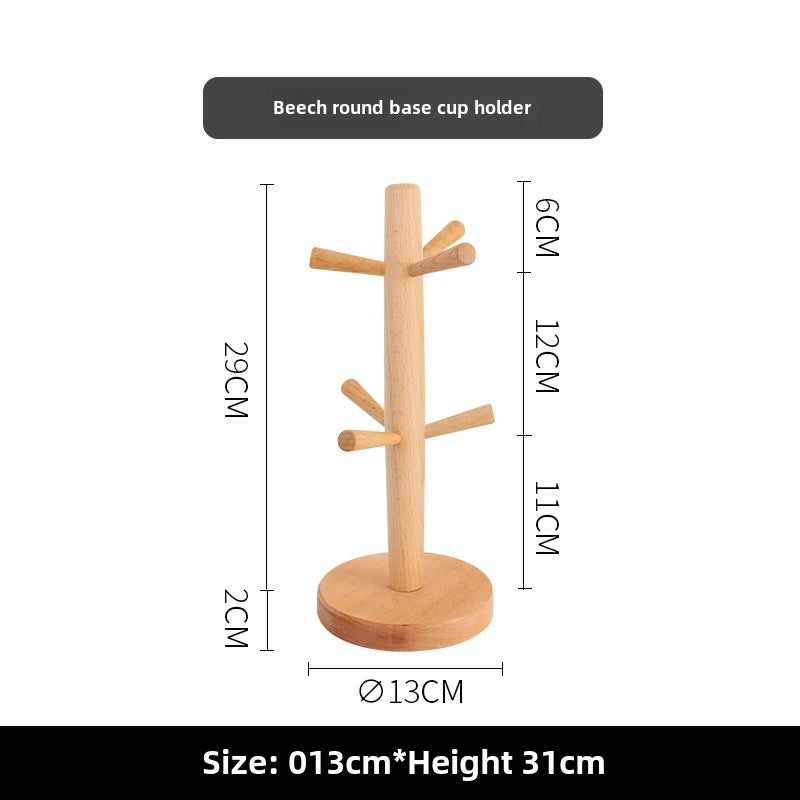 Japanese-style Wooden Six-Claw Cup Holder Creative Beech Mug Drain Hanger Household Storage Rack|Kitchen Storage
