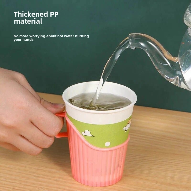 10 Disposable Thickened Plastic Corrugated Cup Holders for Tea Ceremony Heat Insulation and Anti-scalding|Kitchen & Dining Accessories