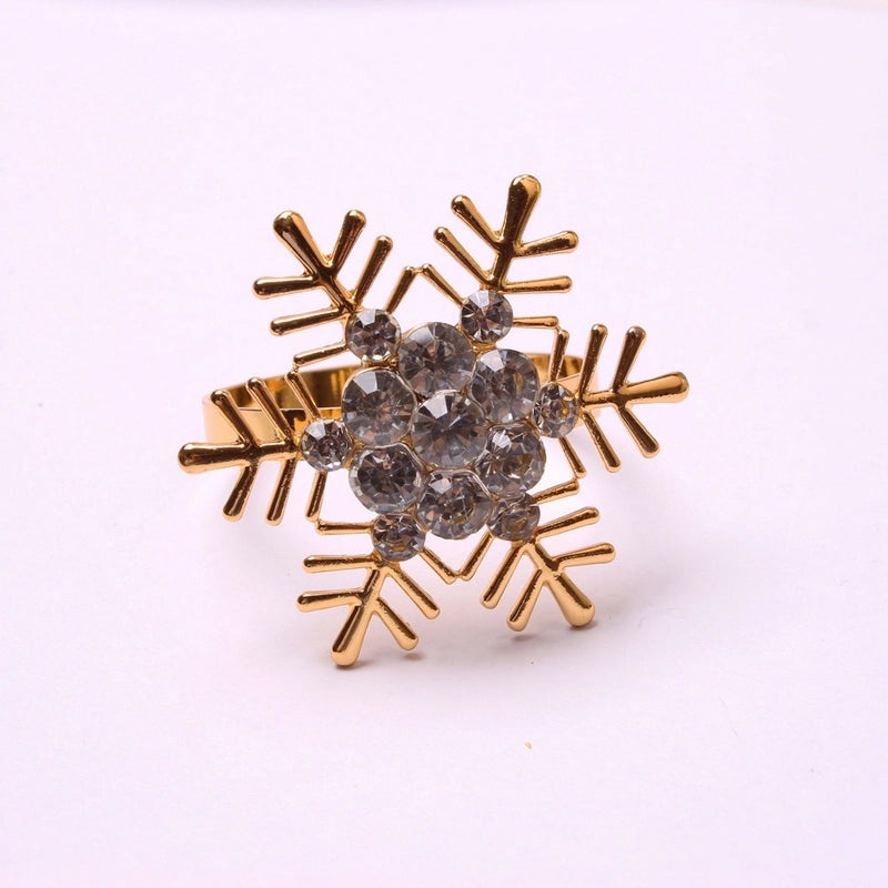 Festive Christmas Tree and Santa Claus Alloy Napkin Rings Set of 6 | Holiday Table Decor