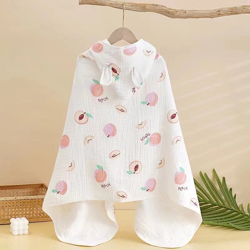 Children's Cotton Hooded Bath Towel Poncho Soft Four-Layer Gauze Baby Wearable Cloak Marshmallow | Baby Bath & Swim Towels