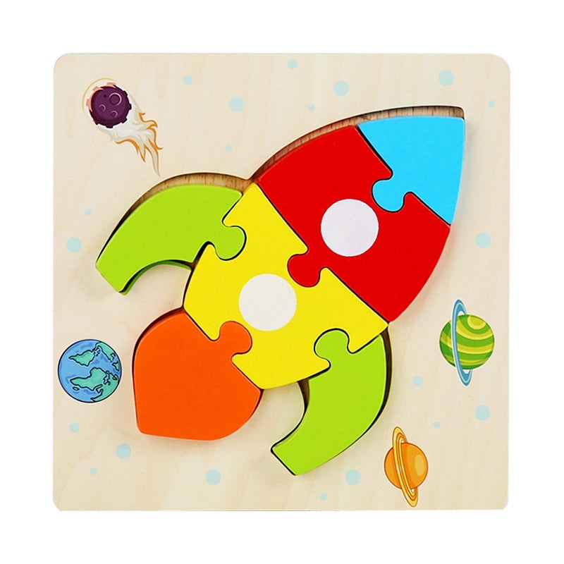 Wooden 3D Animal Puzzle for Kids Early Learning Handheld Board Cartoon Educational Toy | Educational Toys & Games