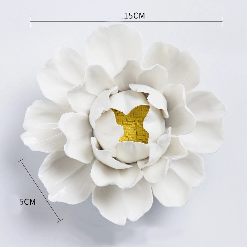 3D Ceramic Flower Wall Pendant for Living Room Bedroom TV Background | Home Decor Wall Art