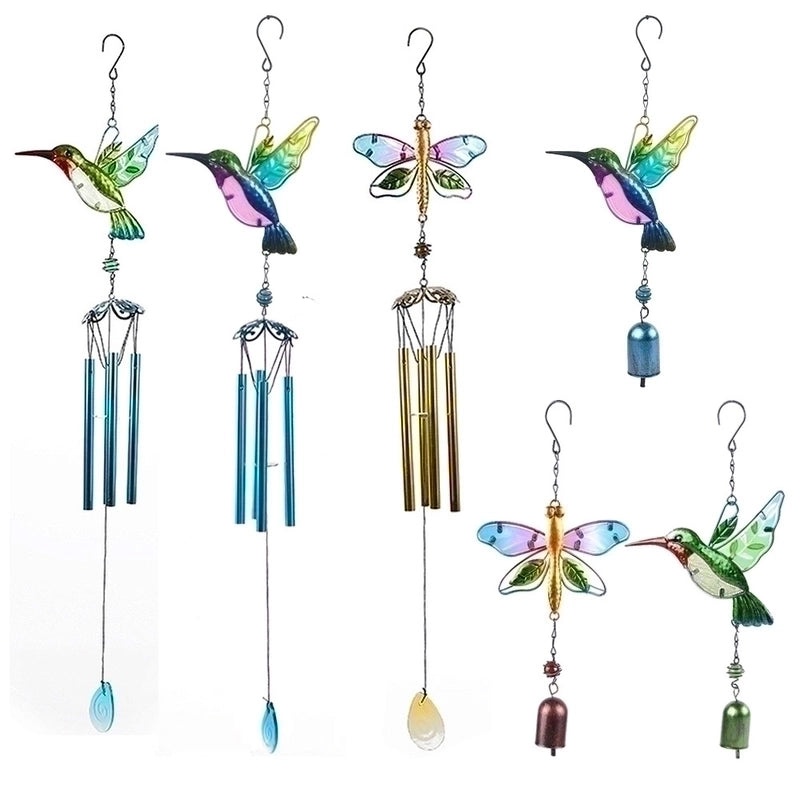 Bird Design Glass and Iron Wall Hanging Wind Chime | Home Decor & Garden Ornaments