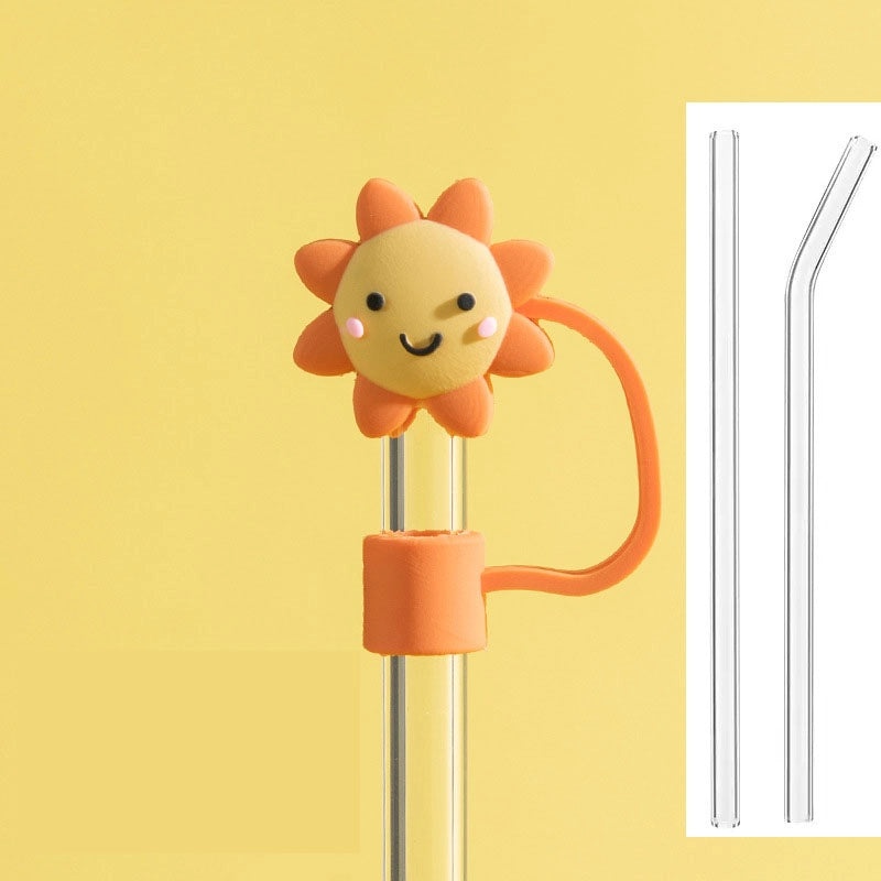 Silica Gel Flower Straw Cap for Drinks, Casual Elegant Decorative Cover, 1 Piece|Drinkware Accessories