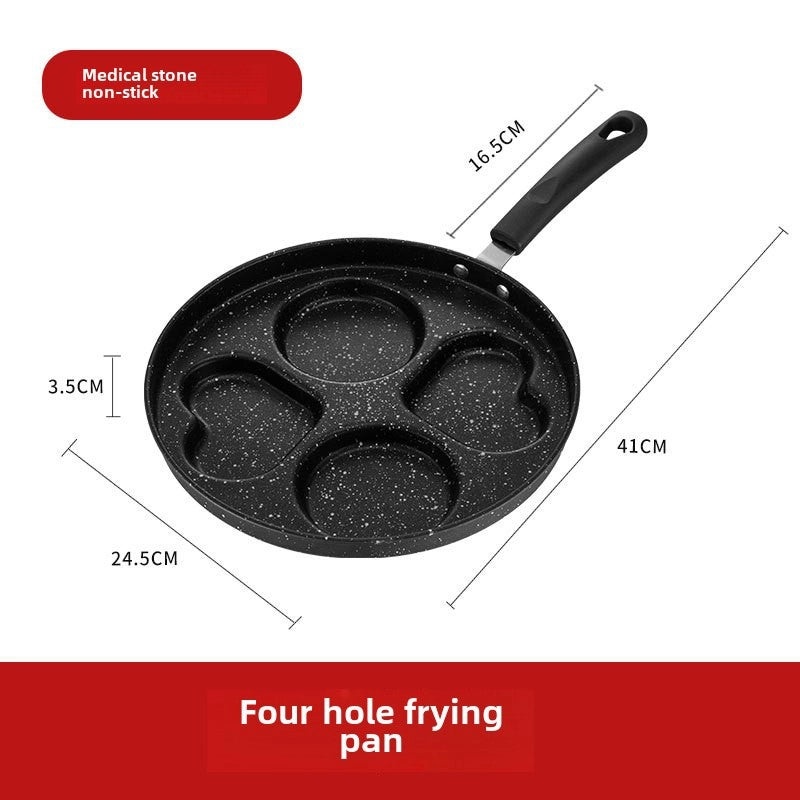 Maifan Stone Non-stick Breakfast Pan with 4 Holes Multi-functional Fried Egg & Burger Mold Flat Bottom | Kitchen Cookware