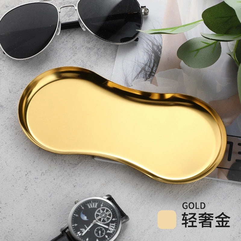 Glasses Shaped Stainless Steel Jewelry and Cosmetic Tray for Bedroom Home Use | Home Decor & Storage