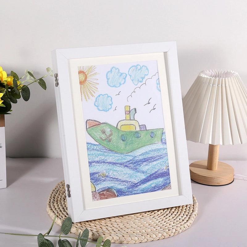 Wooden Magnetic Flip Photo Frame with Storage for Kids' Art and Pictures | Photo Frames & Displays