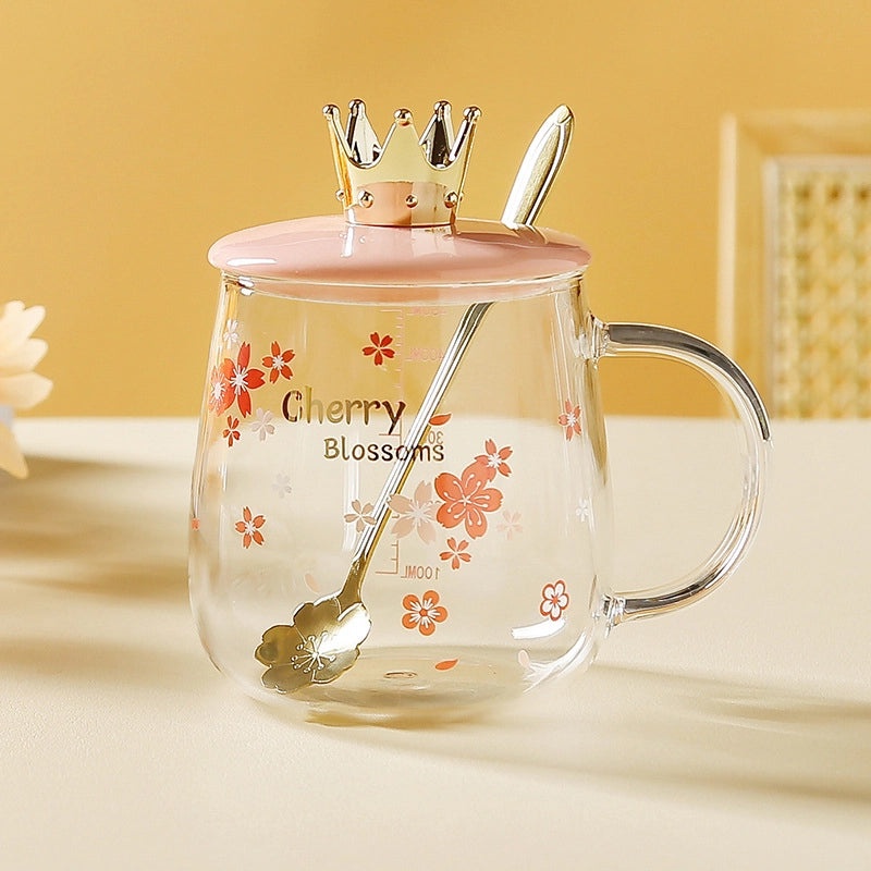 Floral Pattern Glass Water Bottles Set of 1 | Drinkware & Bottles