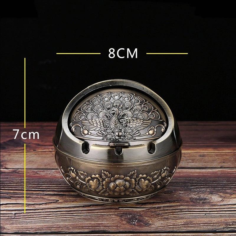 Vintage Elephant Peacock Rose Metal Ashtray Decorative Ornament|Home Decor & Accessories