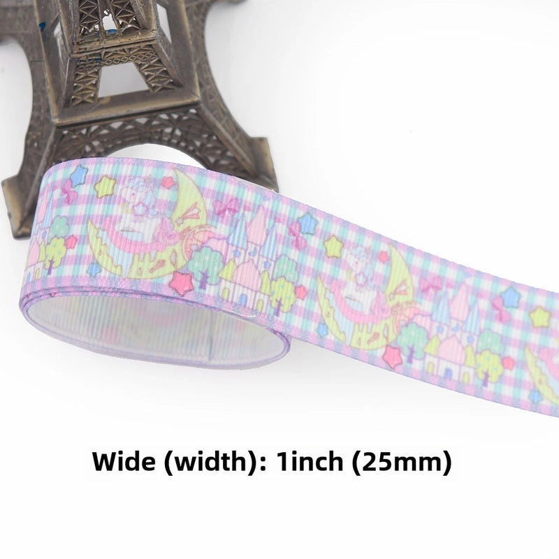 Cartoon Soft Color Thermal Transfer Printed Ribbed Ribbon DIY Handmade Bow Hair Accessory Gift Packaging|Hair Accessories
