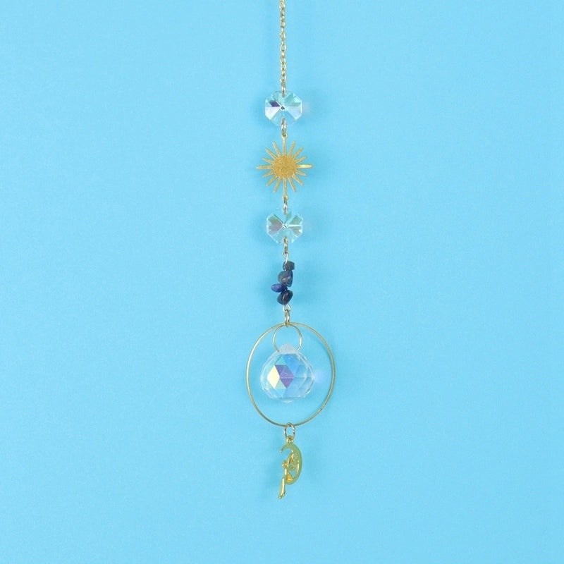Elegant Sun and Moon Elf Pendant with Artificial Crystal and Agate | Fashion Jewelry