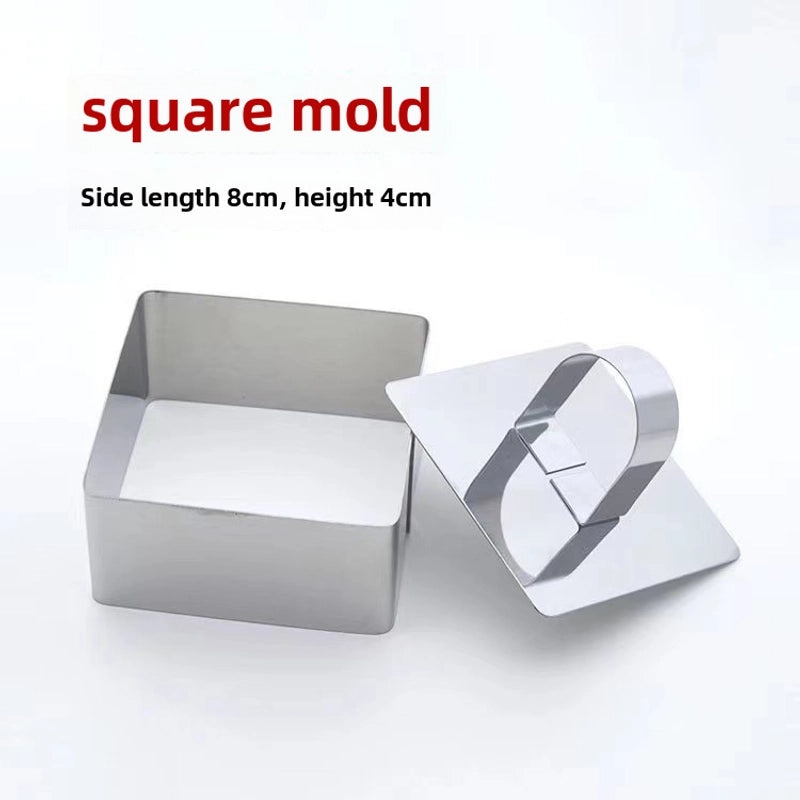 Stainless Steel Cake Mold with Push Piece for Mousse, Rice Ball & Sushi Making|Kitchen Bakeware Tools