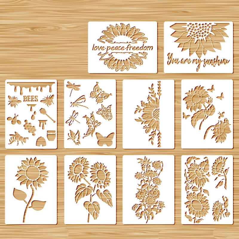 Plant and Animal Painting Template DIY Flower Graffiti Hollow PET Board for Leak Word Art | Art Supplies