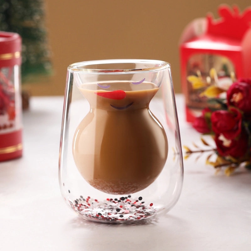 Christmas Cartoon Borosilicate Glass Water Bottle Casual Vacation Style | Drinkware & Water Bottles