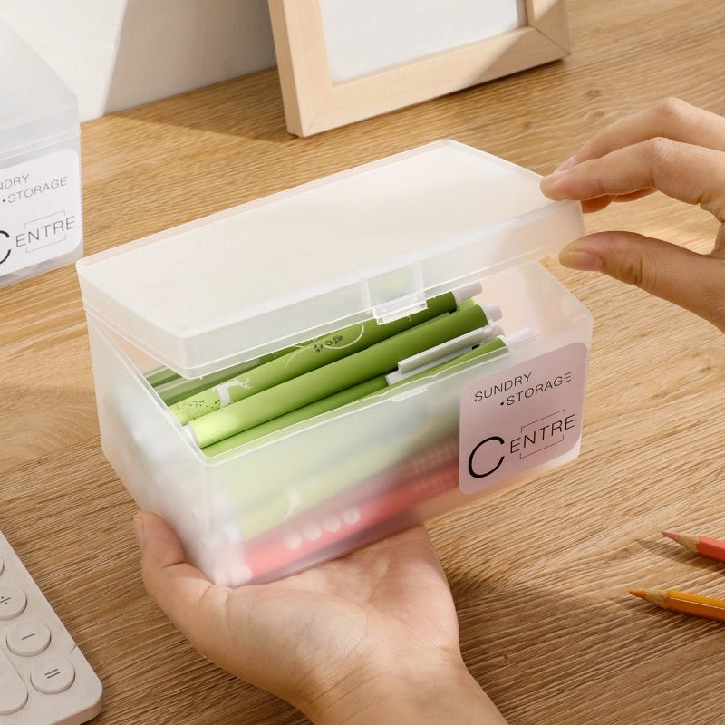 Stackable Plastic Storage Box with Lid for Cosmetics, Stationery, Cards | Home Organization & Storage