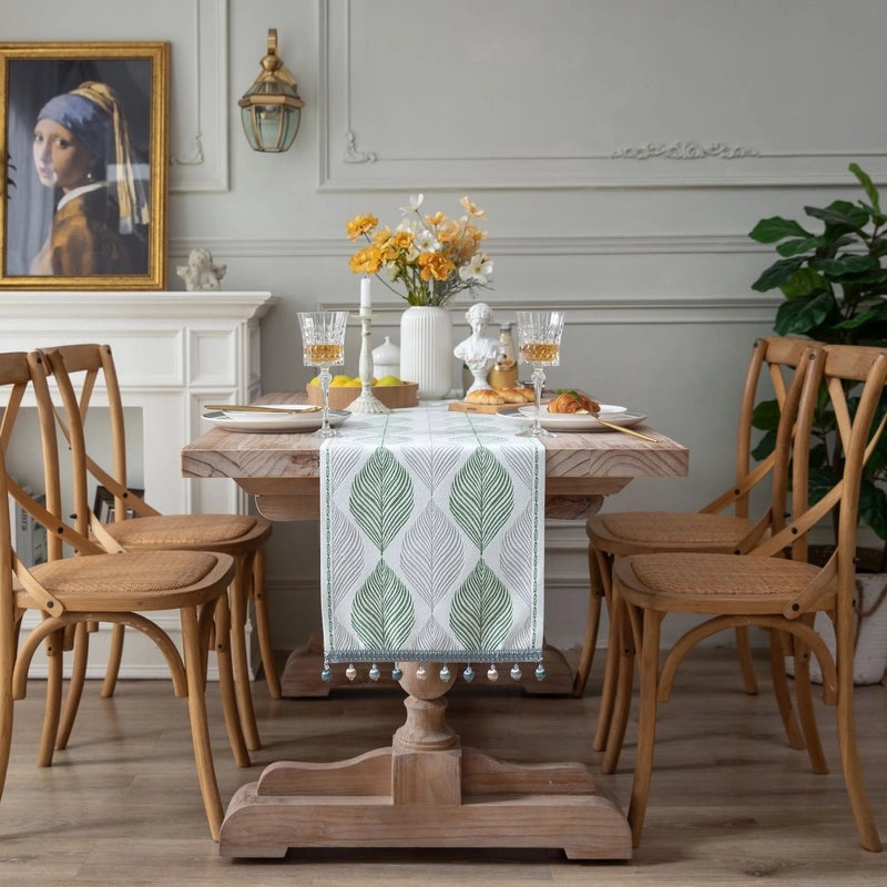 Yi Qiyun Christmas Jacquard Table Runner with Pine Deer Design Perfect for Dining, Tea Table, Bed, and TV Cabinet|Home Decor