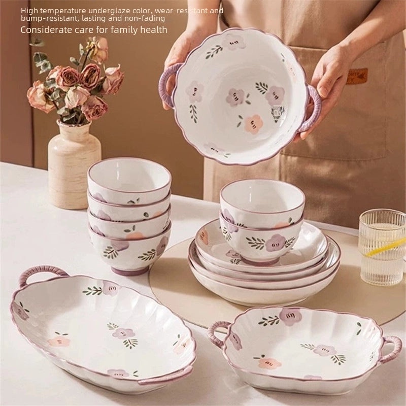 Purple Ceramic Bowl and Dish Set with Chopsticks | Kitchen & Dining