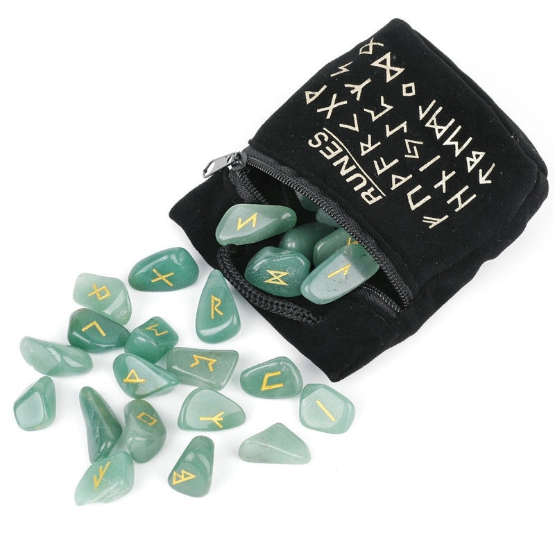 25 Natural Crystal Rune Stones Set Amorphous Spiritual Ornaments|Spiritual Healing Jewelry