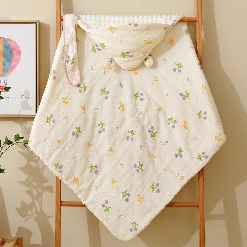 Velvet Quilted Hooded Baby Swaddle Blanket Autumn Winter Newborn Delivery Room Package|Baby Clothing & Accessories