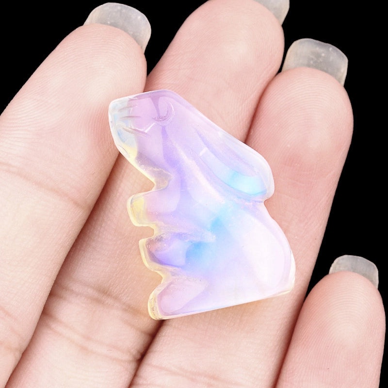 Adorable Rabbit Shaped Natural Crystal Agate Ornament for Home Decor | Home Decor & Accessories