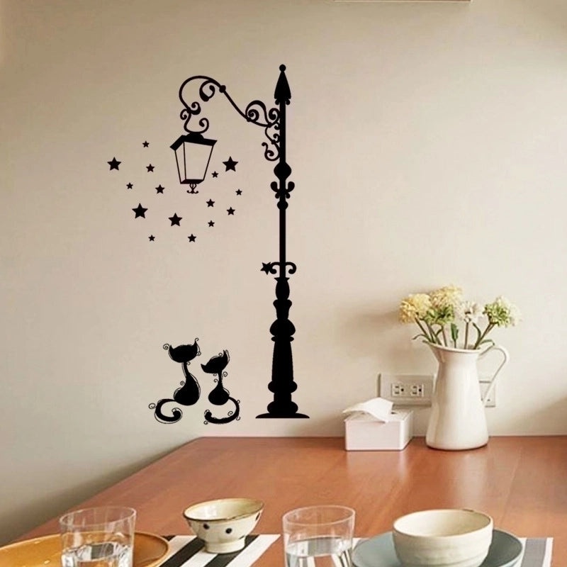 Black Cat Silhouettes Glow Under Street Lights Removable PVC Wall Decals|Home Decor Wall Stickers