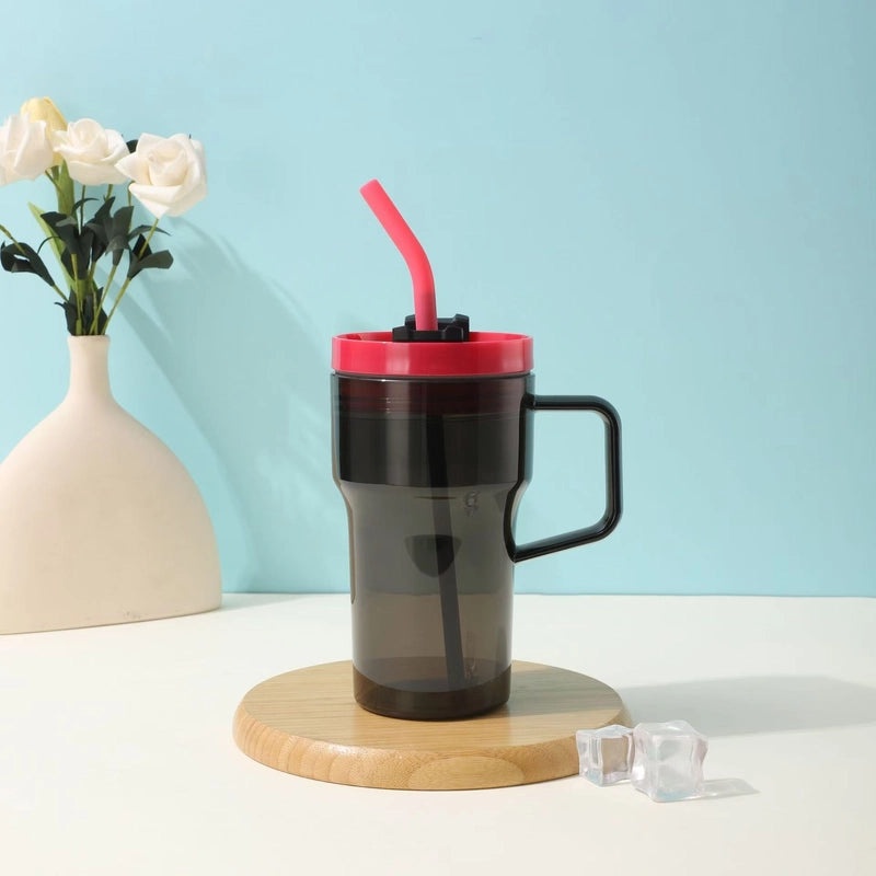 Portable Large Capacity Travel Water Cup with Handle and Straw | Drinkware