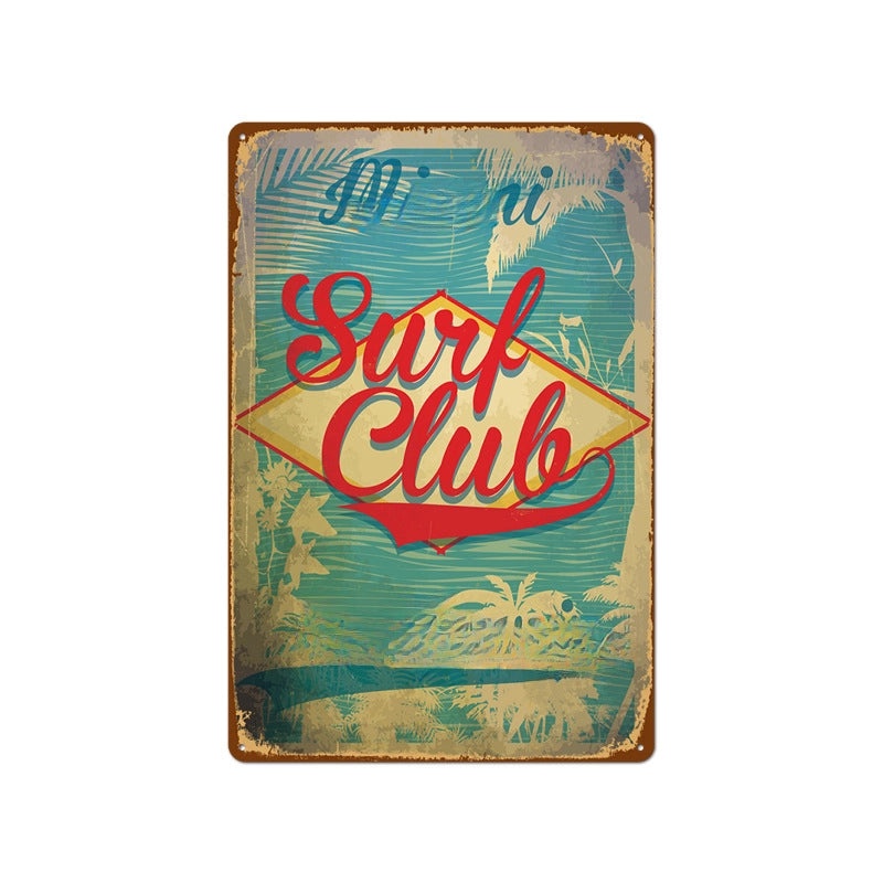 Beach Vintage Tin Sign Coffee Shop Wall Art Home Decor Frameless Hanging Painting|Home Decor