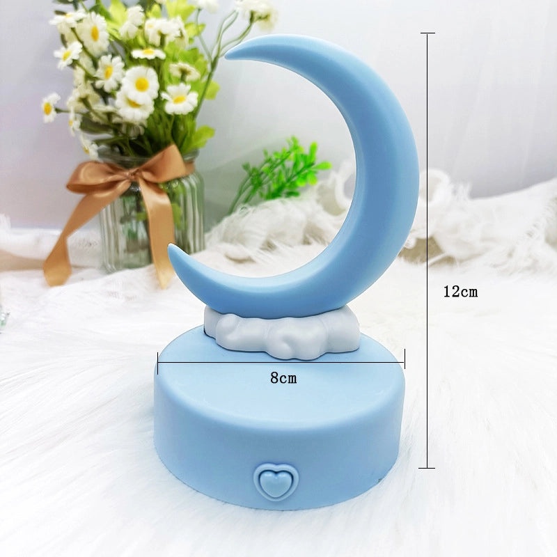 Romantic Crescent Moon Night Light Bedside Desk Lamp Handmade DIY Luminous Decorative Ornament|Home Decor & Lighting