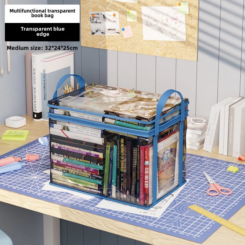 Transparent Foldable Book Storage Box for Student Dormitory Classroom | Home Storage & Organization
