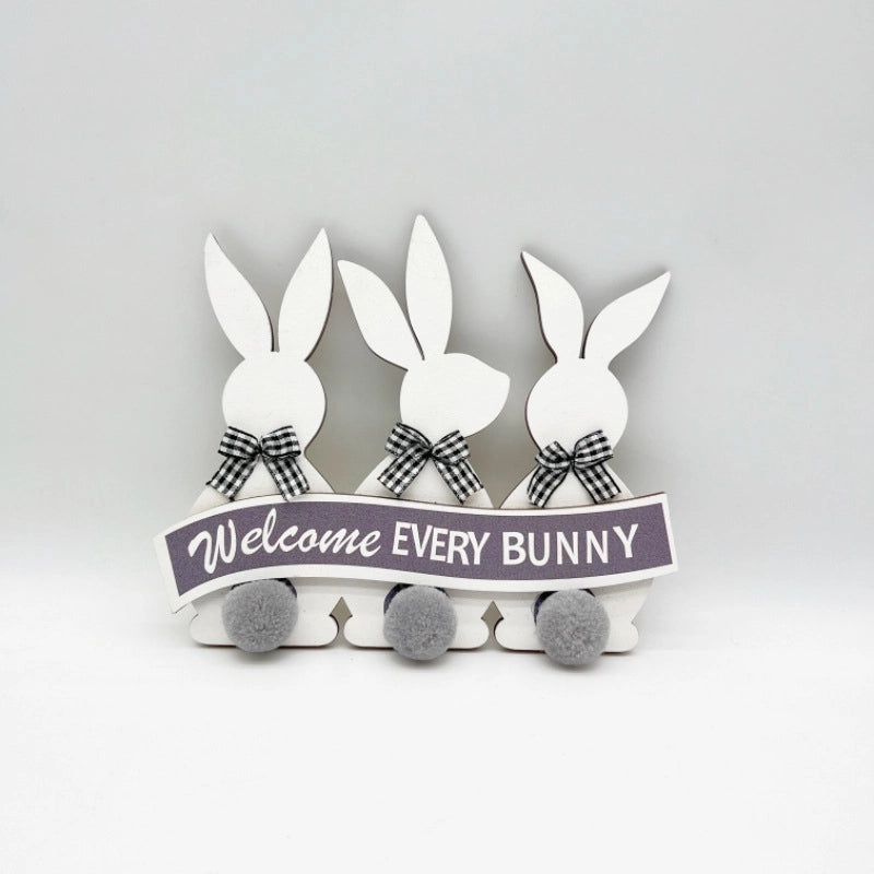 Easter Rabbit Wooden Hanging Ornaments, 2 Pieces, Minimalist Classic Style Party Decorations|Home Decor