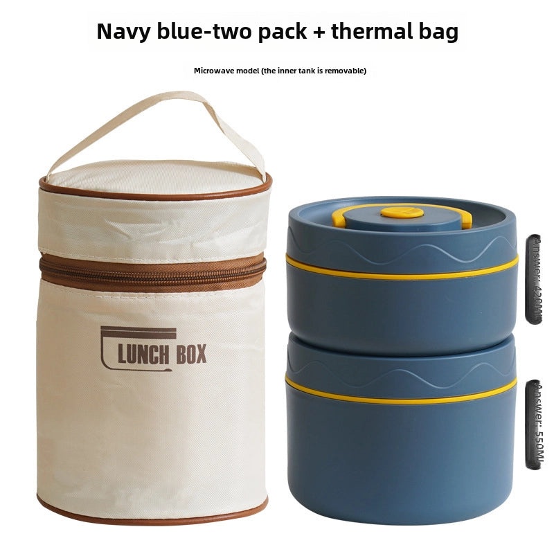 304 Stainless Steel Double-layer Insulated Lunch Box with Lid Portable Sealed Multi-compartment Food Container|Lunch Boxes & Containers