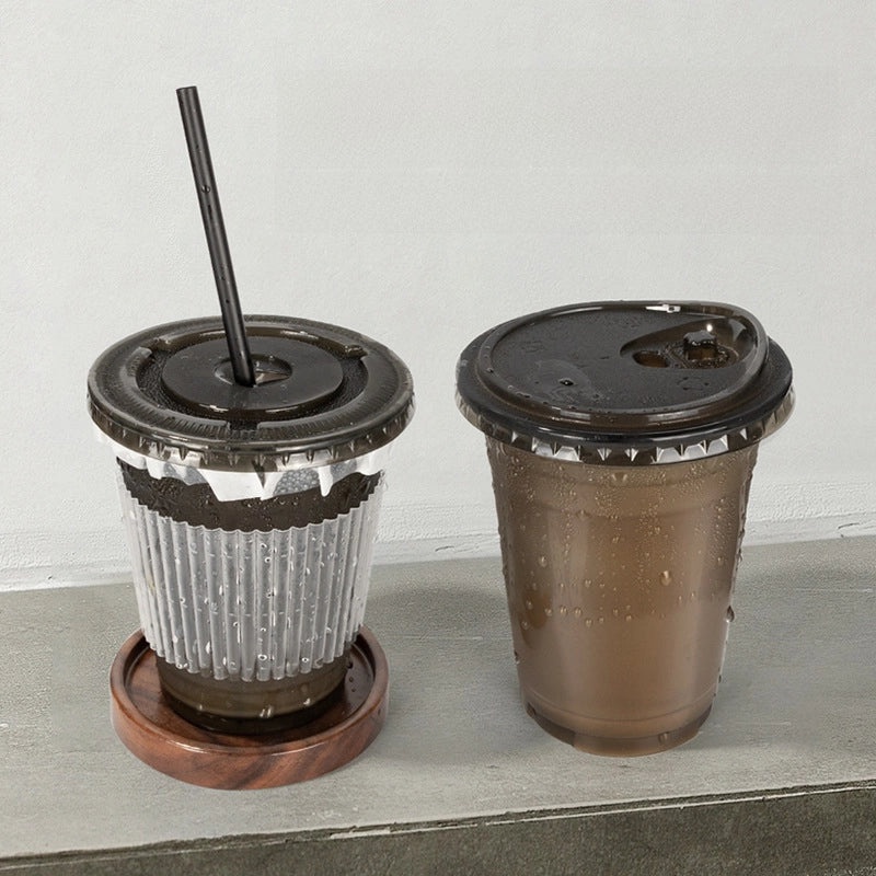 Disposable Black PET Plastic Coffee Cup with Lid for Iced Drinks | Beverage Cups & Accessories