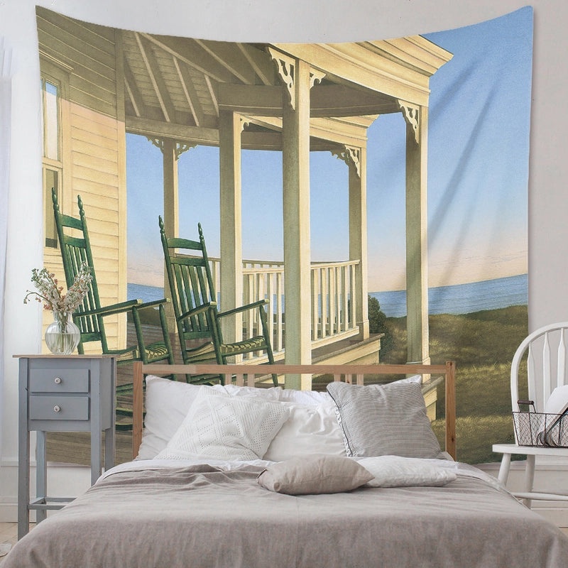 Sea View Tapestry Wall Hanging Decor Beach Background Cloth Art|Home Decor Wall Art