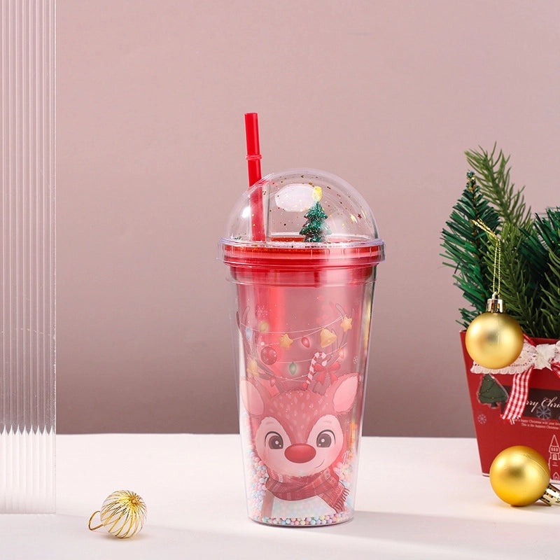 Holiday Christmas Tree Santa Snowman Plastic Water Bottle 1 Piece | Kitchen & Dining