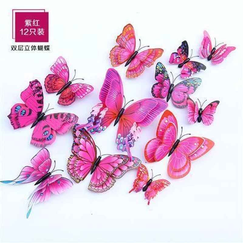 3D Butterfly Wall Stickers with Glue Imitation Decorative Fridge Magnets for Wedding Home Decor|Home Decor & Wall Art