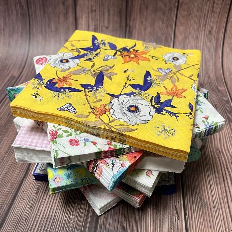 Rustic Floral Printed Wood Pulp Napkins|Home & Living > Kitchen & Dining > Paper Napkins