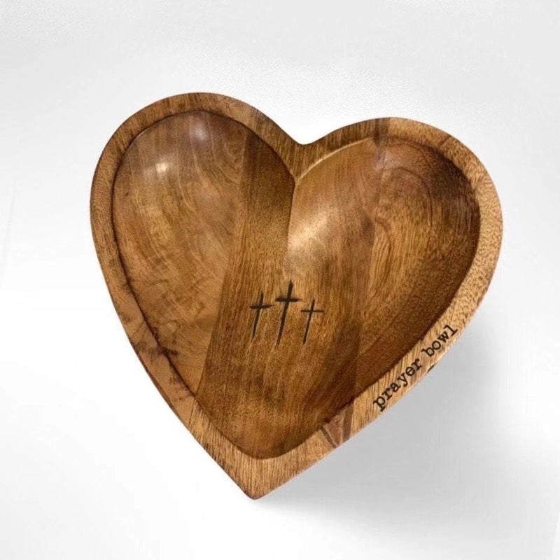 Wooden Heart Cross Prayer Bowl Decorative Ornament|Home Decor Accessories