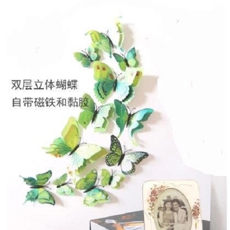 3D Butterfly Wall Stickers with Glue Imitation Decorative Fridge Magnets for Wedding Home Decor|Home Decor & Wall Art