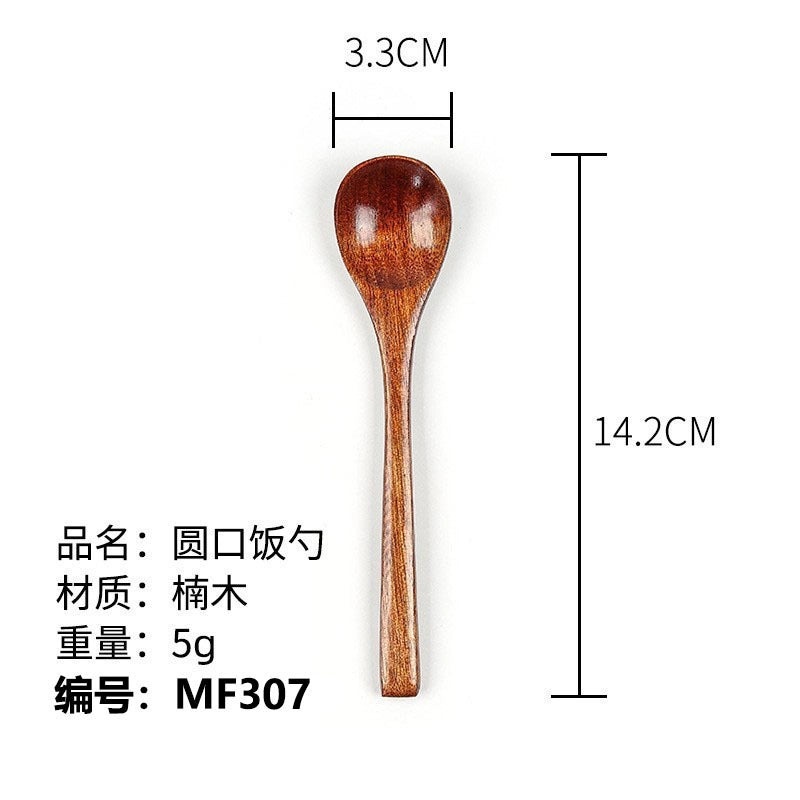 Phoebe Long Wooden Rice Spoon Small Japanese Salad Honey Spoon Pointed Handle Wooden Utensil|Kitchen Utensils