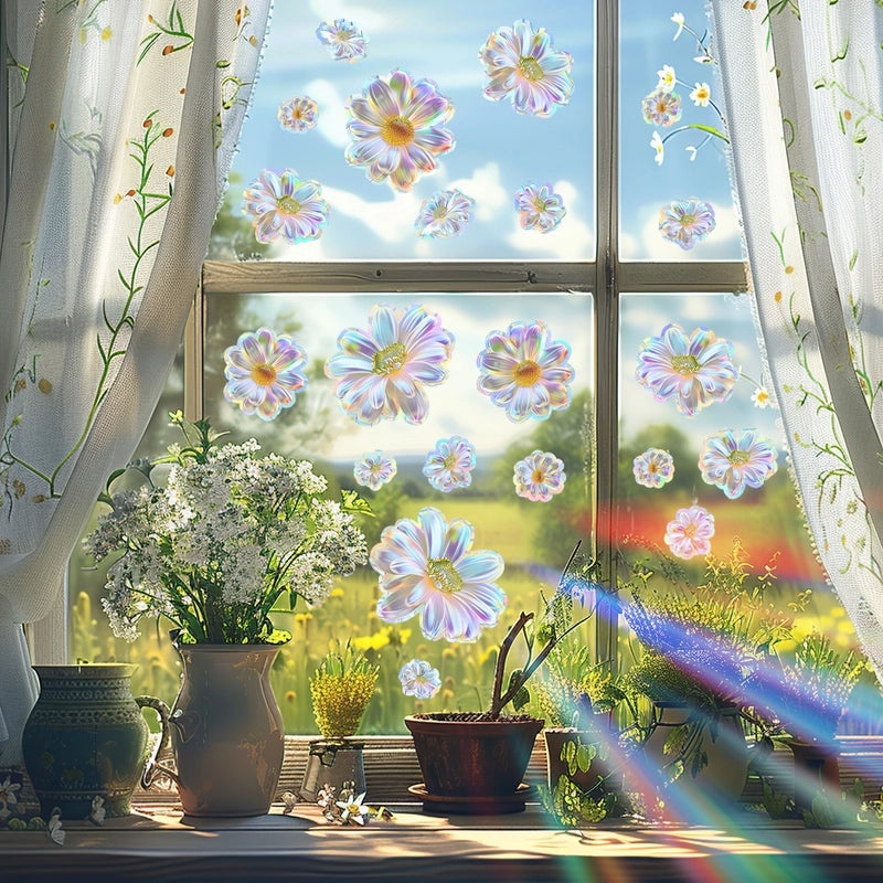 Modern Simple Floral PVC Window Decals for Casual Elegant Wall Decoration|Home Decor Wall Stickers