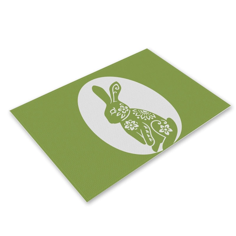 Adorable Rabbit and Heart Letter Linen Placemat for Dining Table Decor|Home Decor and Kitchen Accessories
