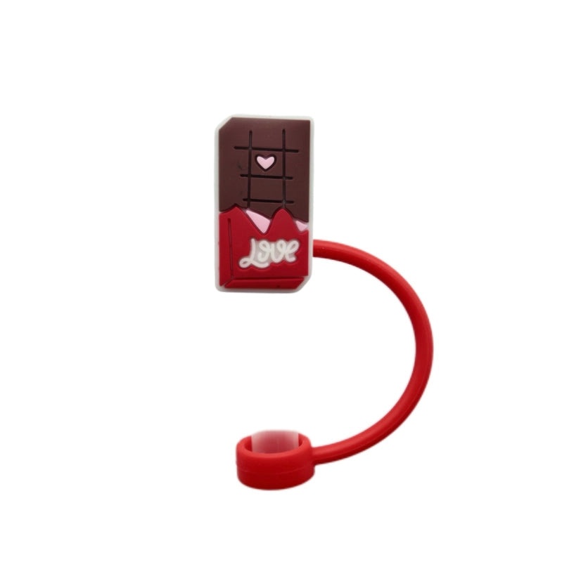 Valentine's Day Red Heart Silicone Straw Caps, 10 Pieces Set | Drinkware Accessories