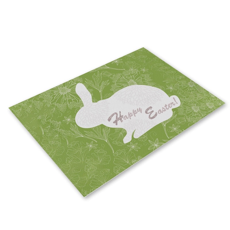 Adorable Rabbit and Heart Letter Linen Placemat for Dining Table Decor|Home Decor and Kitchen Accessories