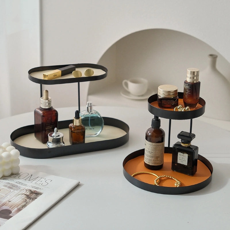 Nordic Style PU Leather Iron Storage Rack for Bathroom | Home Storage & Organization