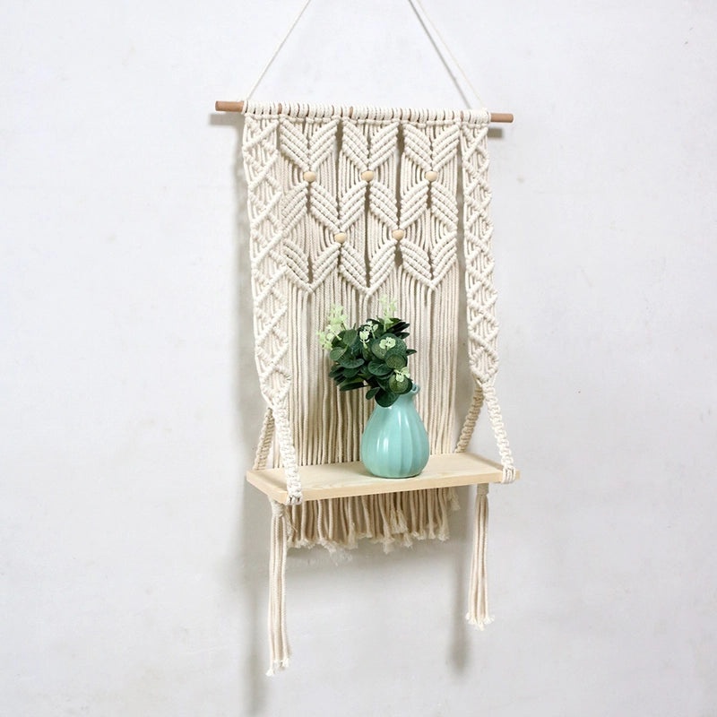 Handwoven Pure Cotton Rope Tapestry Storage Rack | Home Storage & Wall Decorations
