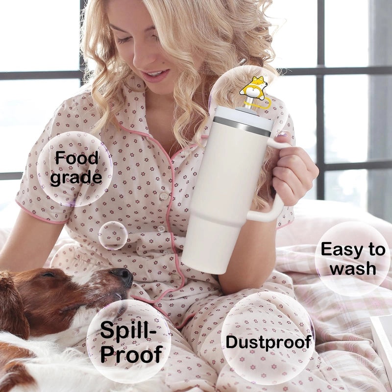 Tropical Animal Fruit Silica Gel Straw Cap Set Cute INS Style | Drinkware Accessories